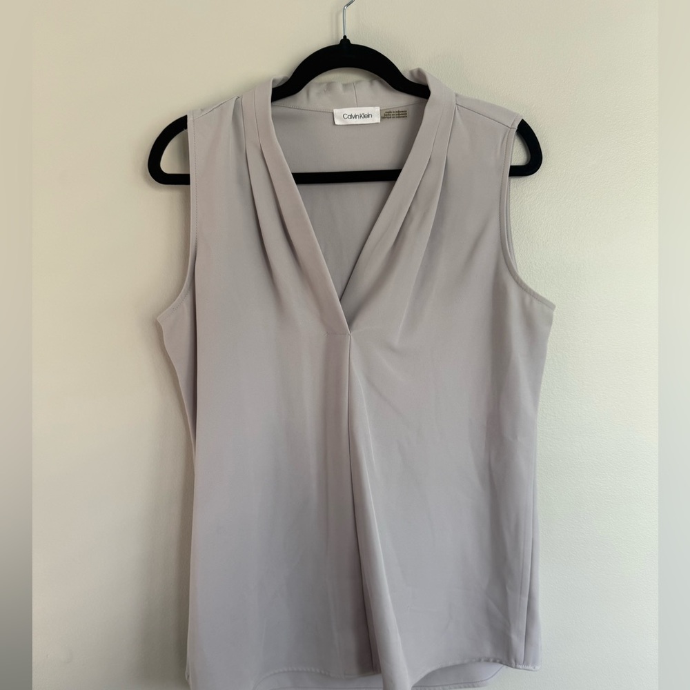 Calvin Klein Light Gray Sleeveless Blouse - Picture 3 of 5